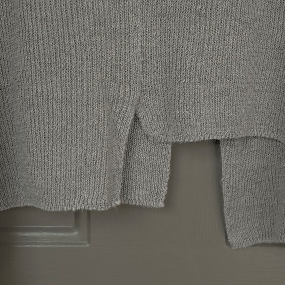 Zuza Bart Linen Knit Cardigan Minimalist Asymmetrical Taupe Lagenlook Sweater - Picture 3 of 10
